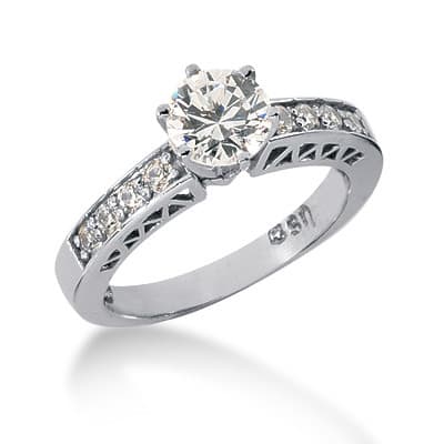 Ladies 14KT White Gold Platinum Fancy Engagement Set ENS211-A