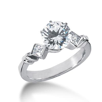 Ladies White Gold Platinum Princess Diamond Three Stones Engagement Ring ENR1414