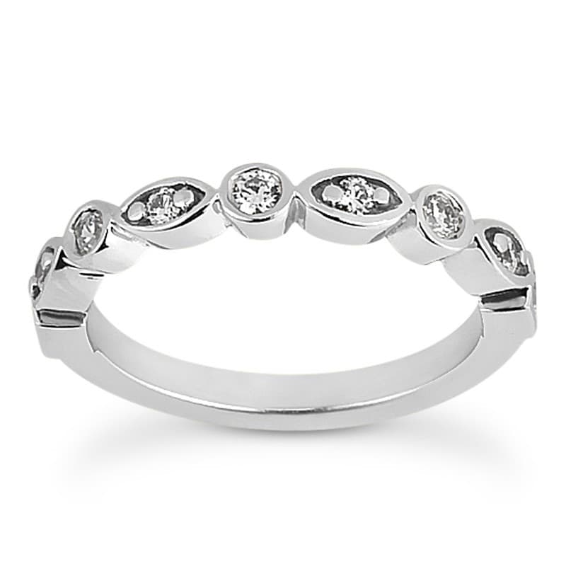Ladies 14KT White Gold Platinum Diamond Wedding Band WB5083