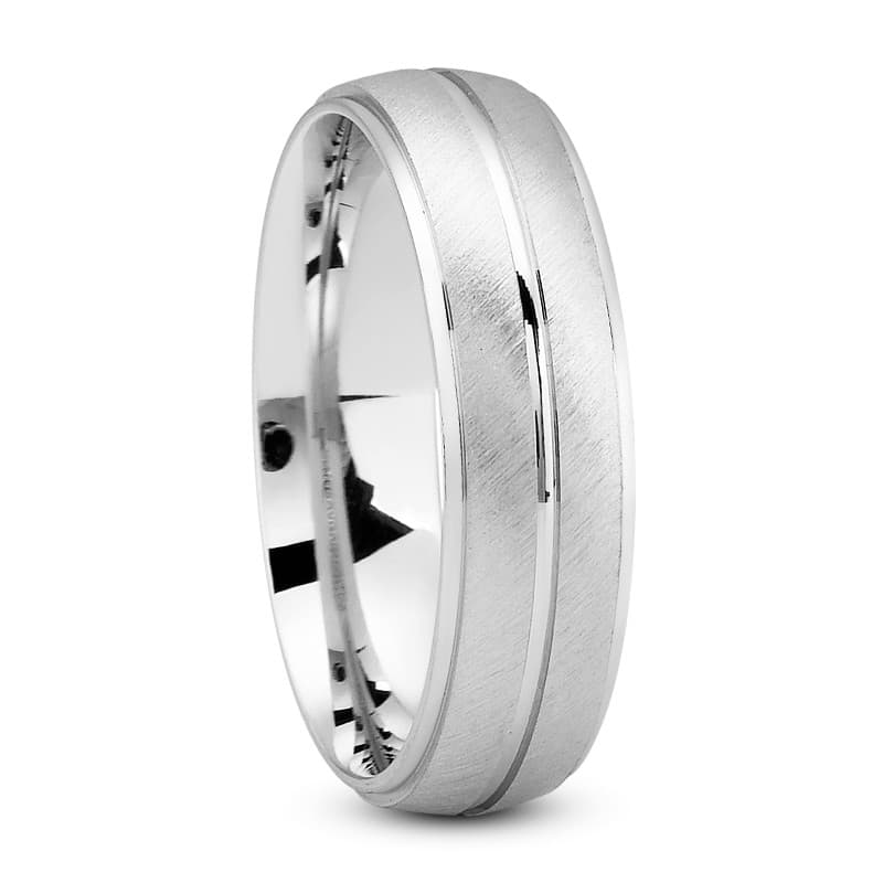 Mens 14KT White Gold Platinum Traditional Wedding Band M558