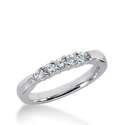 Ladies 14KT White Gold Platinum Round Diamond Wedding Band WB2340