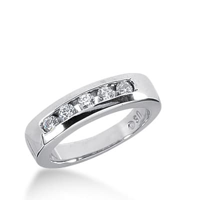 Ladies 14KT White Gold Platinum Round Diamond Wedding Band WB1844