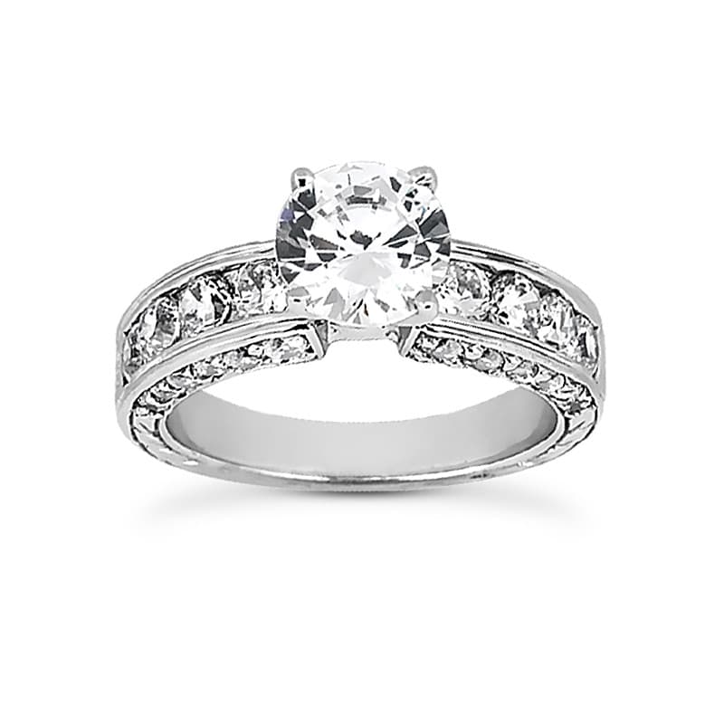 Ladies 14KT White Gold Platinum Antique Engagement Set ENS1175-A