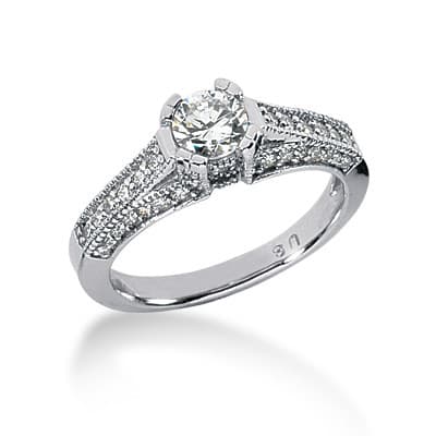 Ladies 14KT White Gold Platinum Fancy Engagement Set ENS264-A