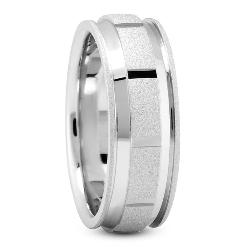 Mens 14KT White Gold Platinum Traditional Wedding Band M492