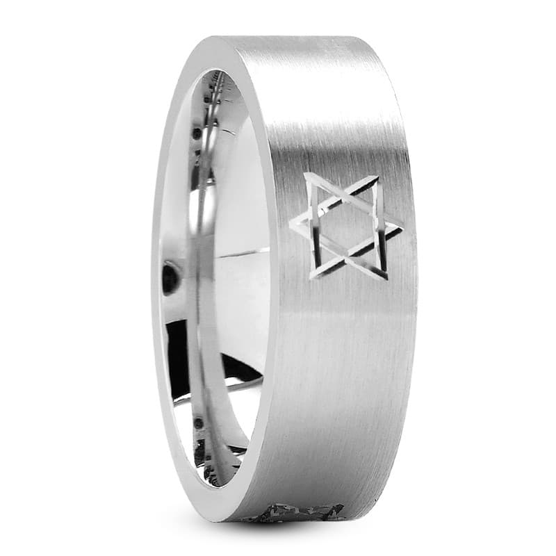 Mens 14KT White Gold Platinum Traditional Wedding Band M406