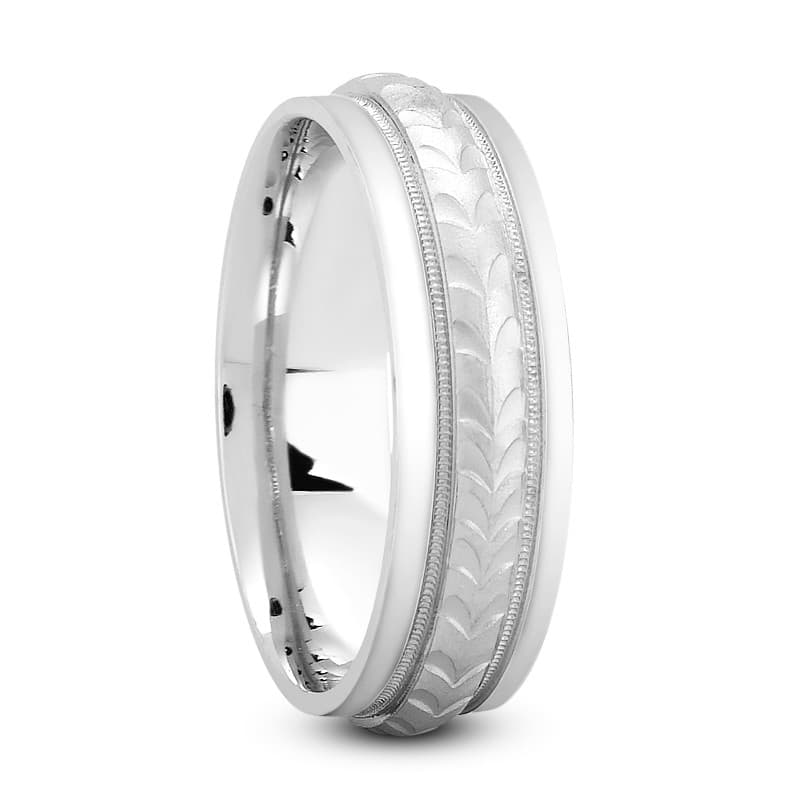 Mens 14KT White Gold Platinum Traditional Wedding Band M662