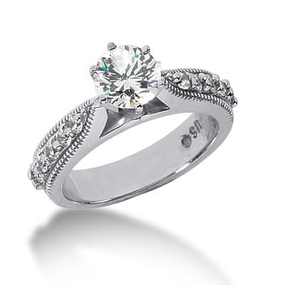 Ladies 14KT White Gold Platinum Fancy Engagement Set ENS741-A
