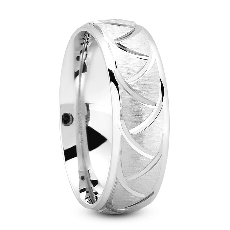 Mens 14KT White Gold Platinum Traditional Wedding Band M1200