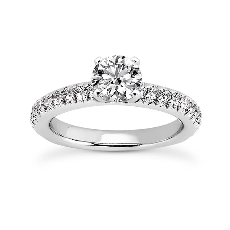 Ladies 14KT White Gold Platinum Round Diamond Tailored Engagement Set ENS1200-A