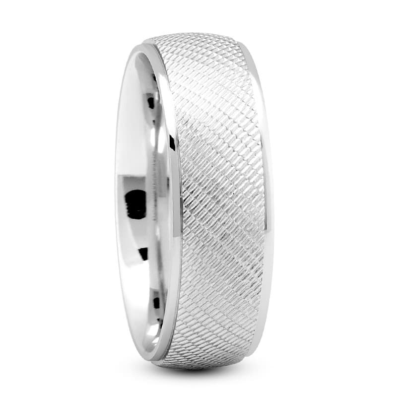 Mens 14KT White Gold Platinum Traditional Wedding Band M423