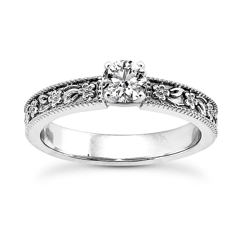 Ladies 14KT White Gold Platinum Solitaire Engagement Set ENS3537-A