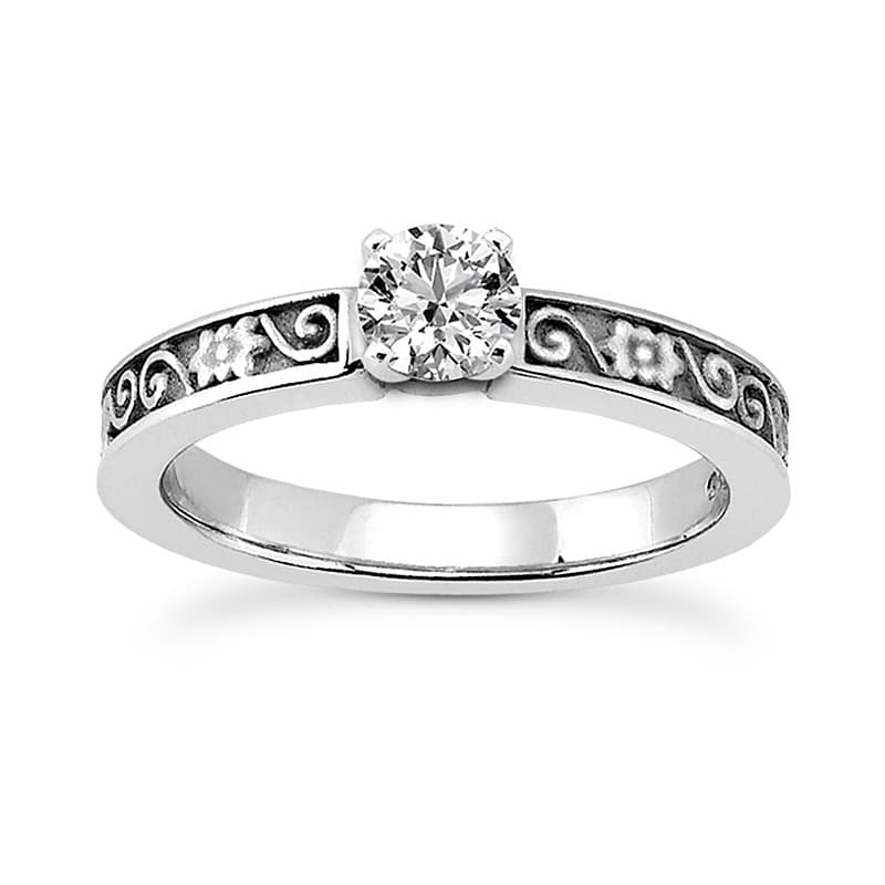 Ladies 14KT White Gold Platinum Solitaire Engagement Set ENS3594-A