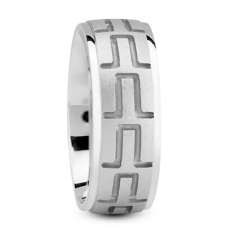 Mens 14KT White Gold Platinum Traditional Wedding Band M806
