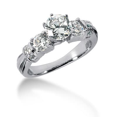 Ladies 14KT White Gold Platinum Fancy Engagement Set ENS692-A