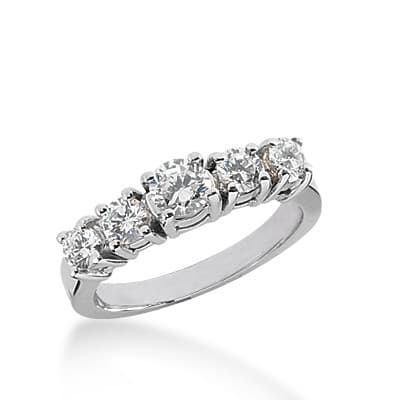 Ladies 14KT White Gold Platinum Round Diamond Wedding Band WB1661