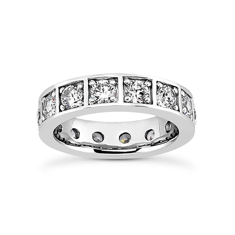 Ladies 14KT White Gold Platinum Eternity Wedding Band EWB485-10-4