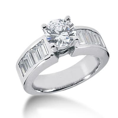Ladies 14KT White Gold Platinum Fancy Engagement Ring ENR3029