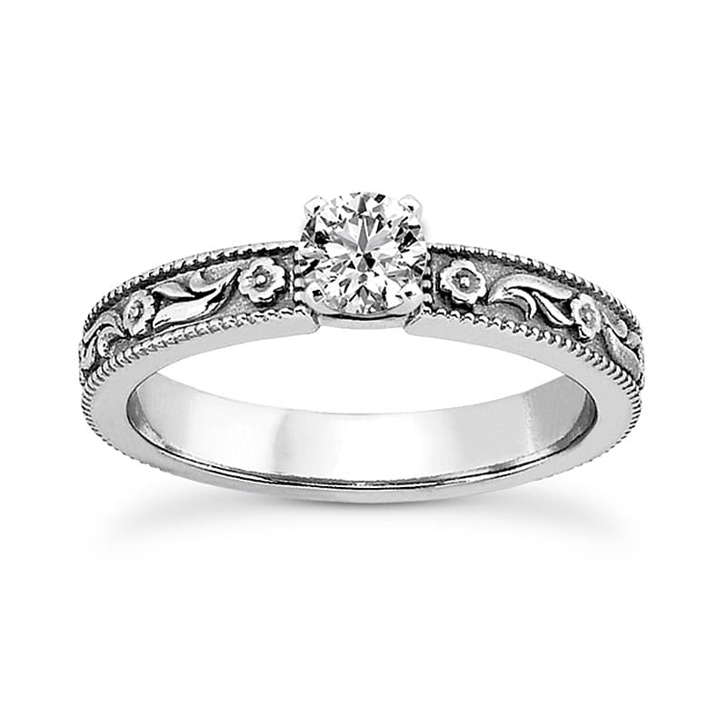 Ladies 14KT White Gold Platinum Solitaire Engagement Set ENS3501-A