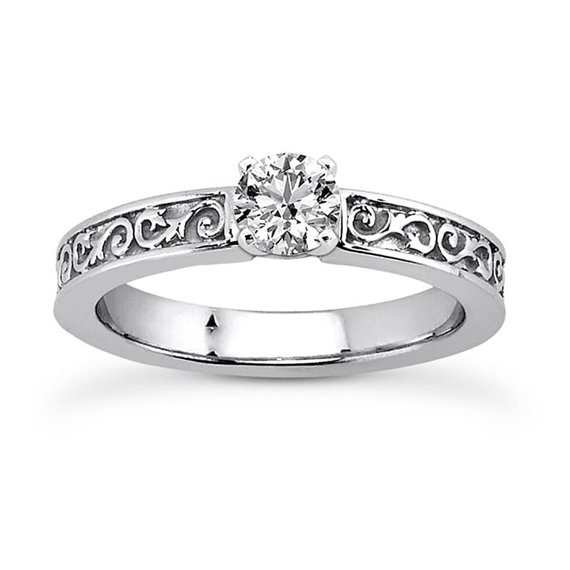 Ladies 14KT White Gold Platinum Solitaire Engagement Set ENS3580-A