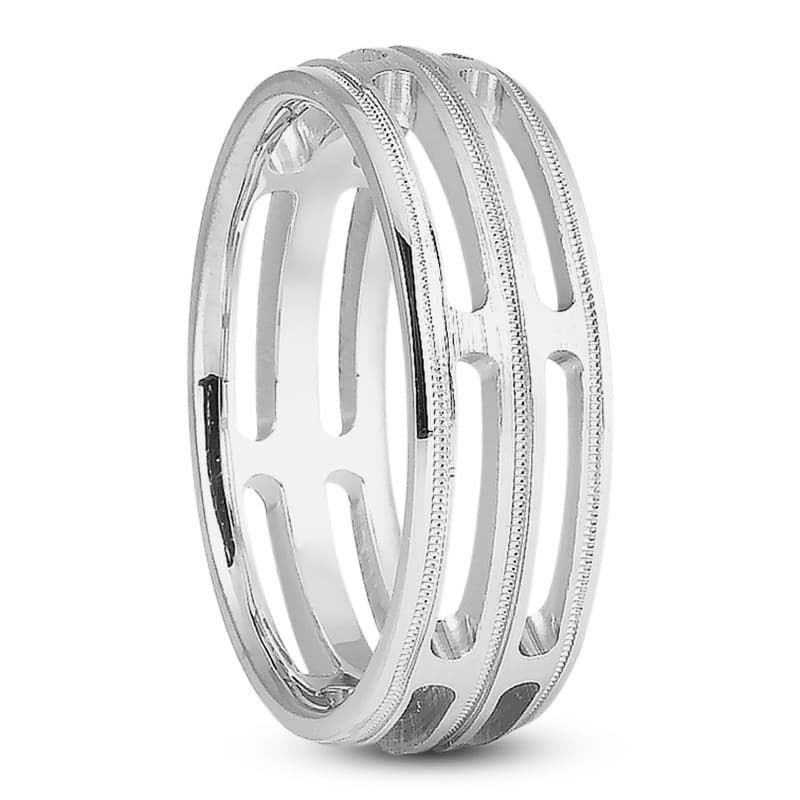 Mens 14KT White Gold Platinum Traditional Wedding Band M441