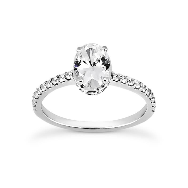 Ladies 14KT White Gold Platinum Round Diamond Fancy Engagement Ring ENR8744