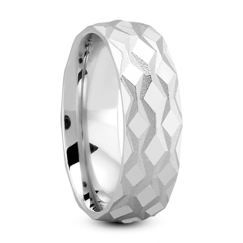 Mens 14KT White Gold Platinum Traditional Wedding Band M619