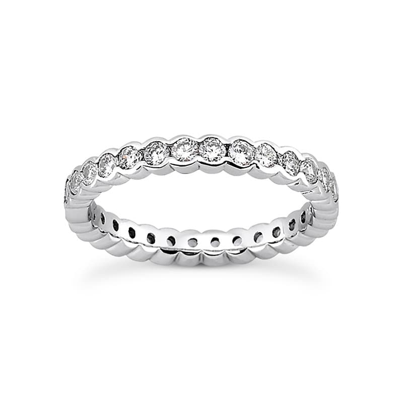 Ladies 14KT White Gold Platinum Round Diamond Eternity Wedding Band EWB262-4
