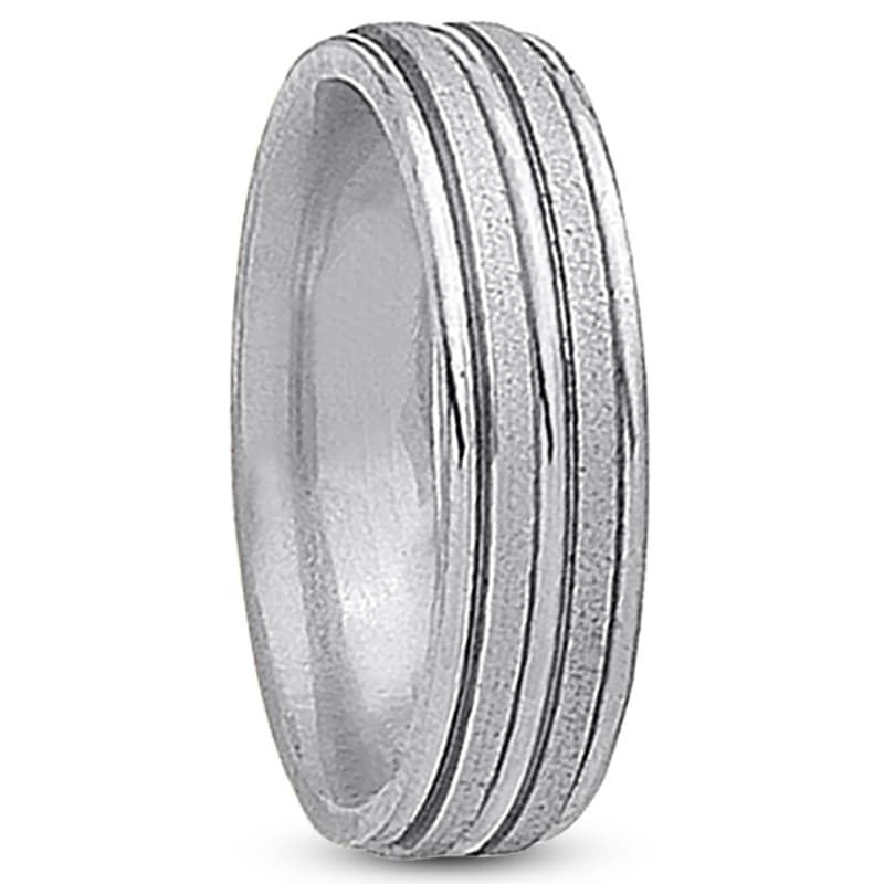 Mens 14KT White Gold Platinum Traditional Wedding Band M255