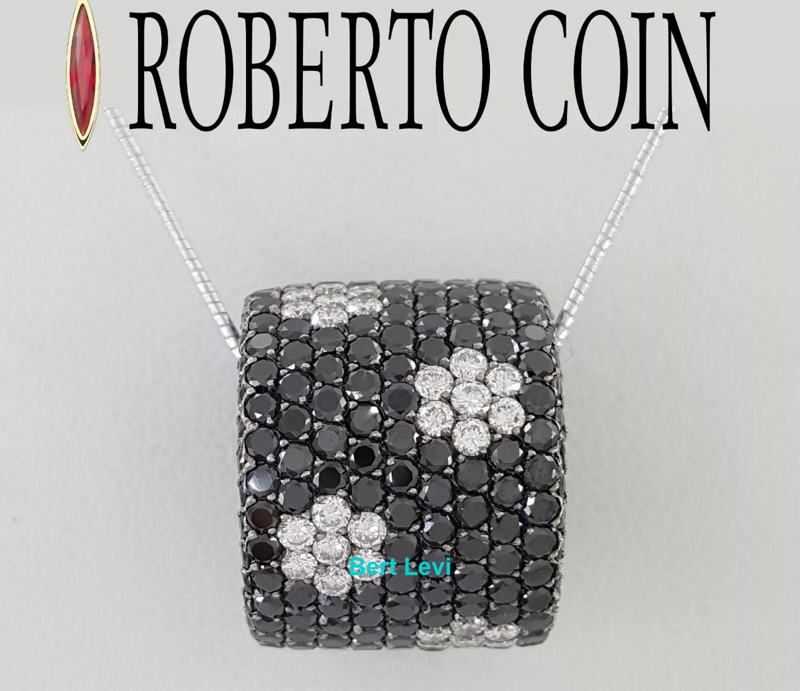 Roberto Coin Fantasia Collection Black & White Diamond Slide Pendant 8.17 ct