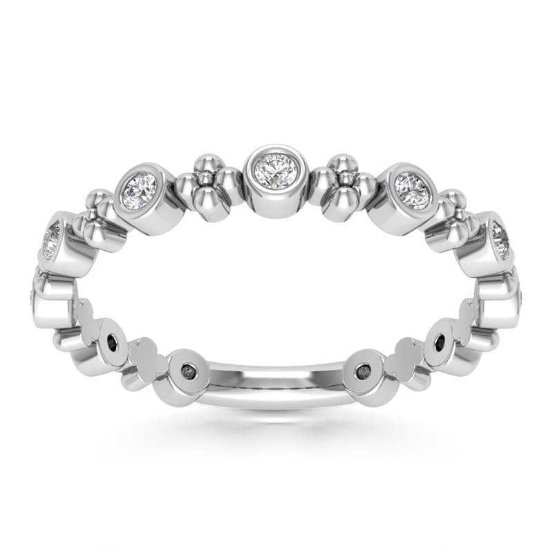 Ladies 14KT White Gold Platinum Diamond Wedding Band WB5404