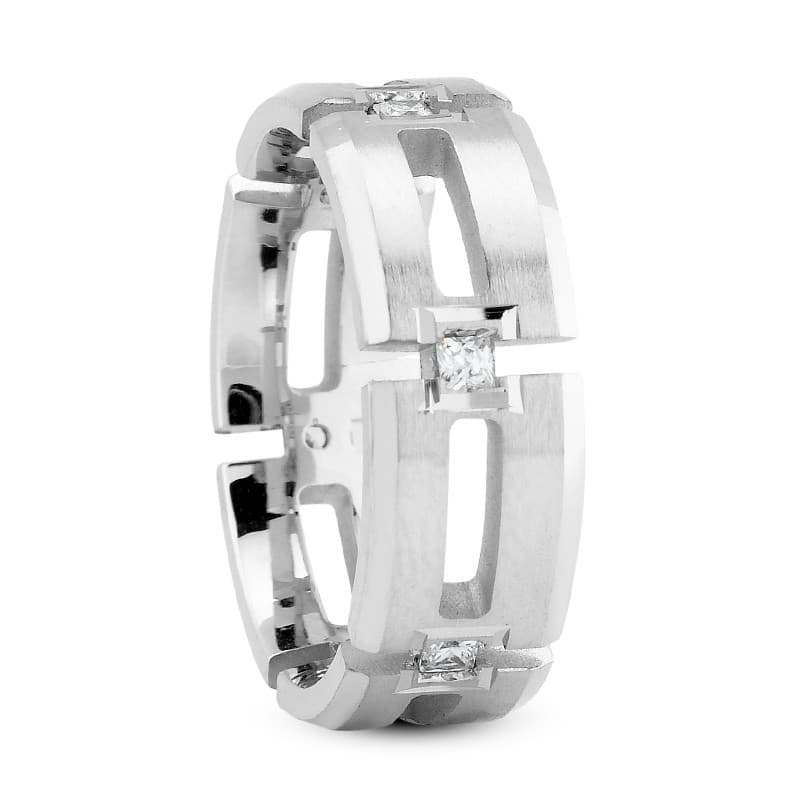 Ladies 14KT White Gold Platinum Traditional Wedding Band DB1287