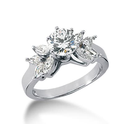 Ladies 14KT White Gold Platinum Fancy Engagement Ring ENR1123