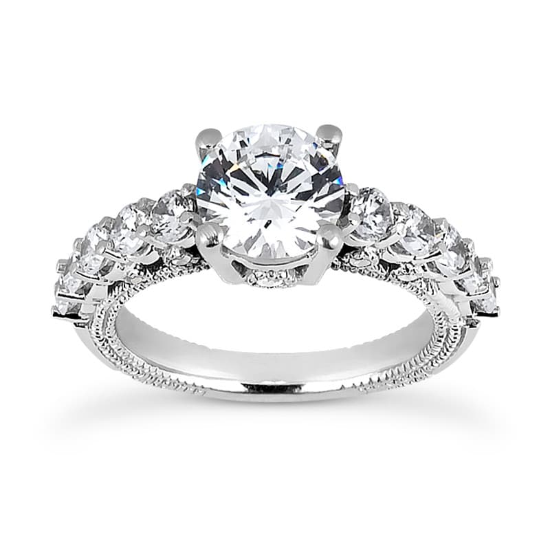 Ladies 14KT White Gold Platinum Fancy Engagement Ring ENR4054
