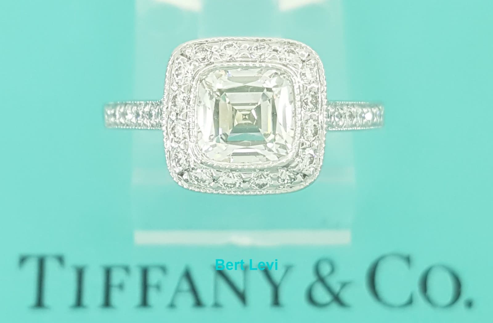 Tiffany & Co Legacy Cushion Diamond Halo Engagement Ring 1.44 ct Retail $17,400