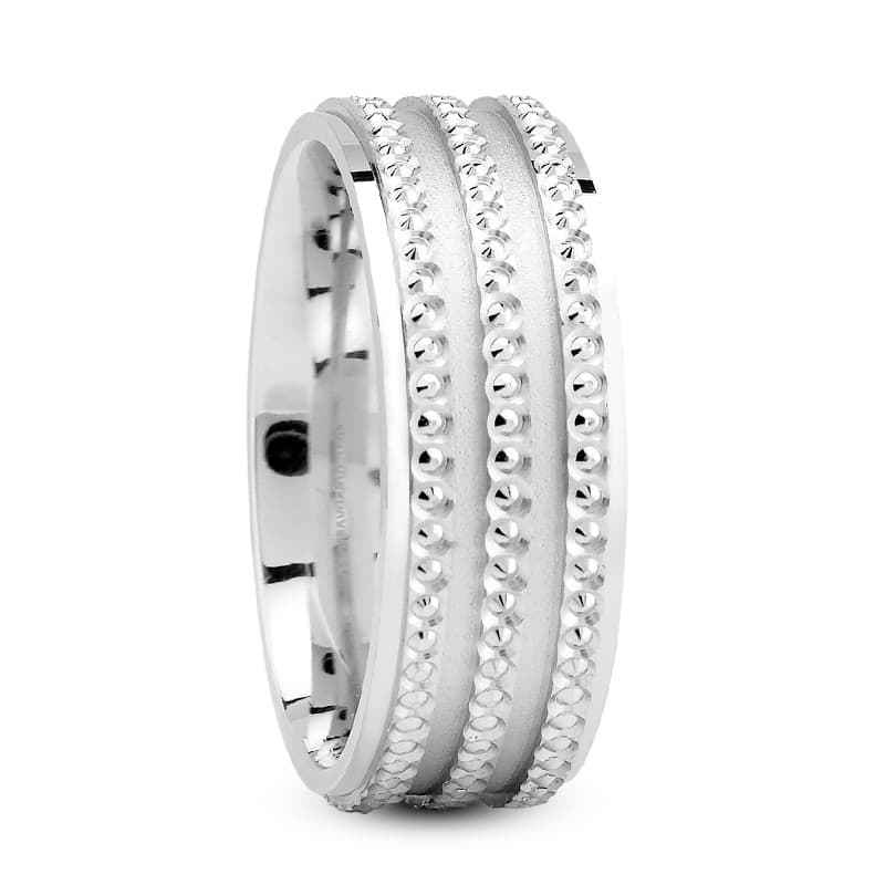 Mens 14KT White Gold Platinum Traditional Wedding Band M775