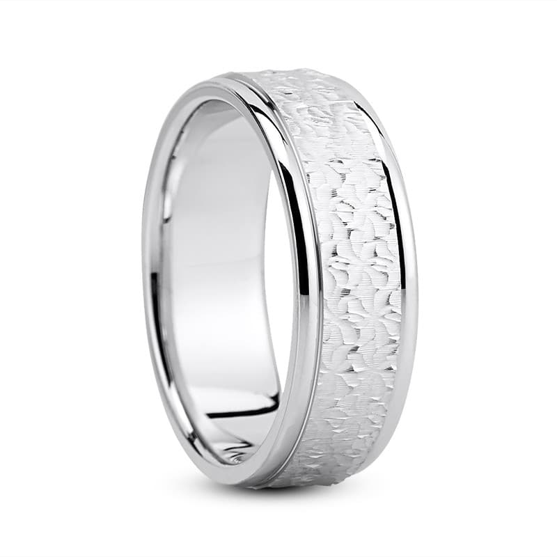 Mens 14KT White Gold Platinum Traditional Wedding Band M8047