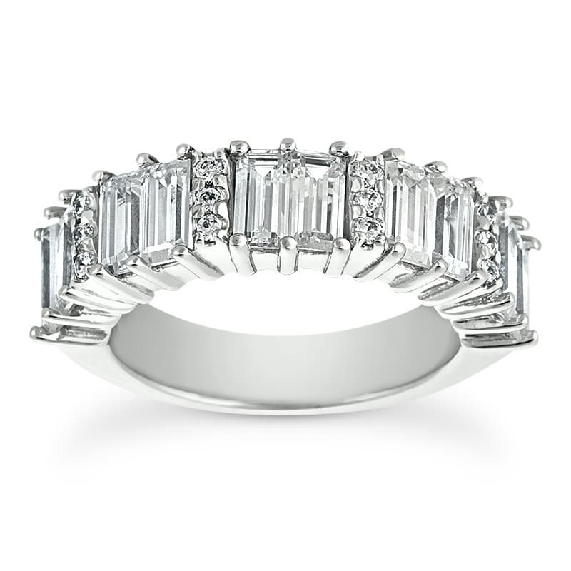 Ladies 14KT White Gold Platinum Diamond Wedding Band WB2419