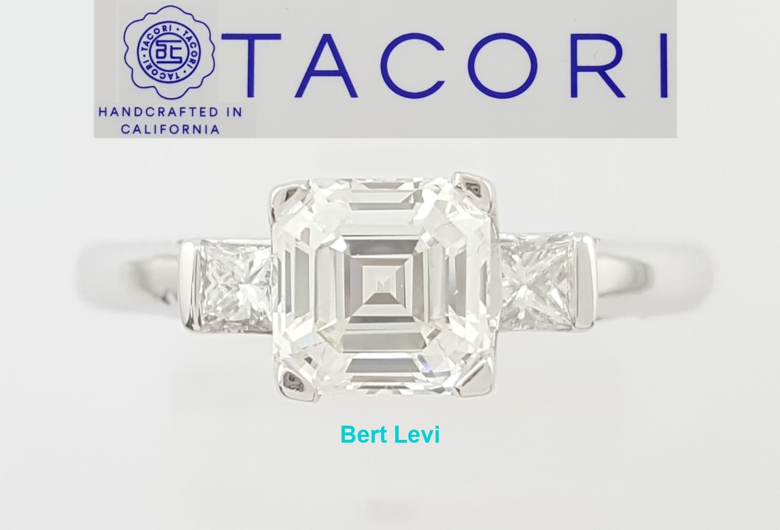 Tacori Asscher Cut Diamond 3-Stone Platinum Engagement Ring 1.23 ct Rtl $10.5K