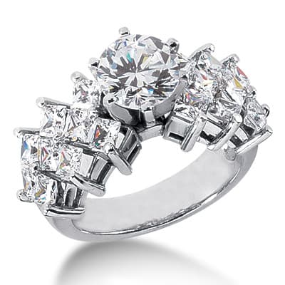 Ladies 14KT White Gold Platinum Fancy Engagement Ring ENR3099