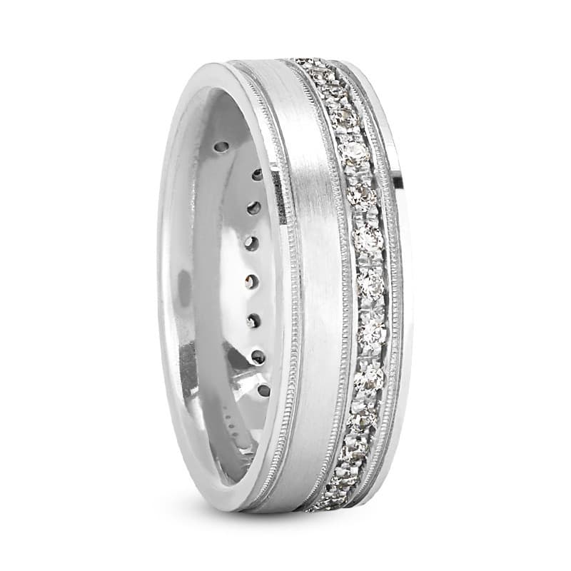 Ladies 14KT White Gold Platinum Traditional Wedding Band DB1074-RD