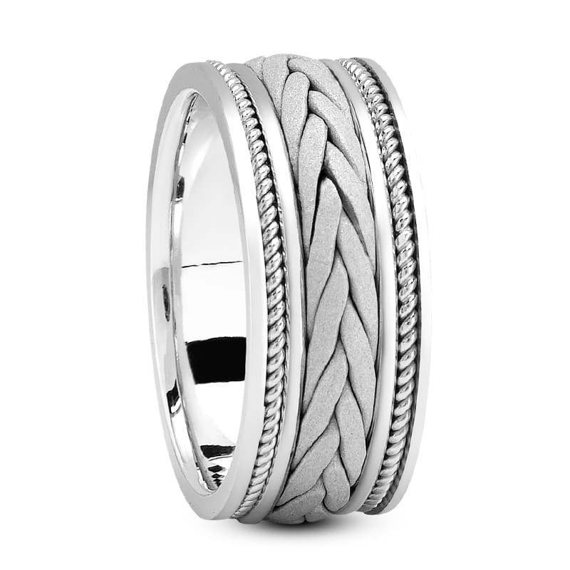 Ladies 14KT White Gold Platinum Traditional Wedding Band HM115