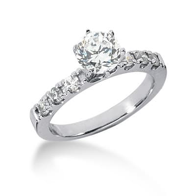 Ladies 14KT White Gold Platinum Round Diamond Tailored Engagement Set ENS682-A