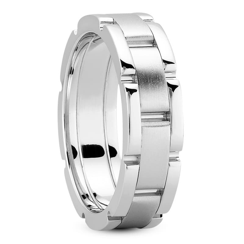 Mens 14KT White Gold Platinum Traditional Wedding Band M318