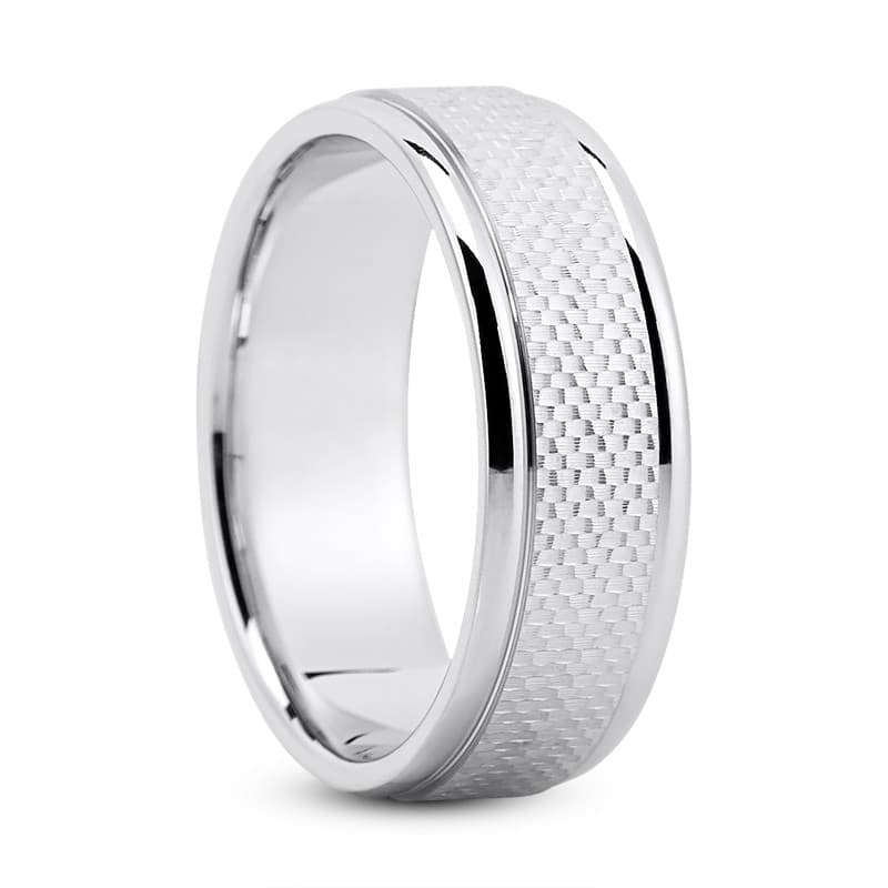 Mens 14KT White Gold Platinum Traditional Wedding Band M8064