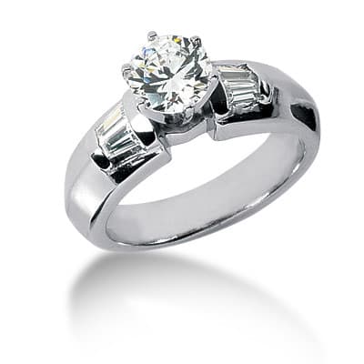 Ladies 14KT White Gold Platinum Fancy Engagement Set ENS733-A