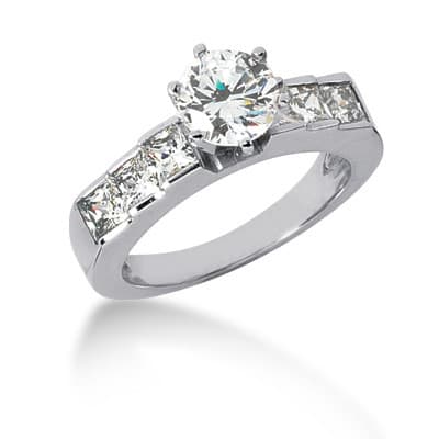 Ladies 14KT White Gold Platinum Fancy Engagement Set ENS501-A