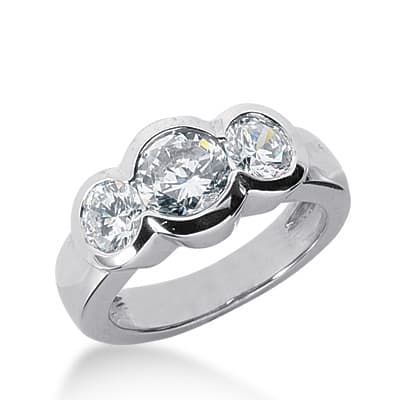 Ladies 14KT White Gold Platinum Round Diamond Wedding Band WB1106