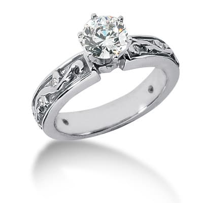 Ladies 14KT White Gold Platinum Fancy Engagement Set ENS632-A