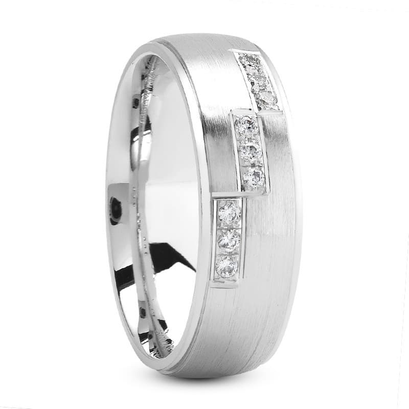 Ladies 14KT White Gold Platinum Traditional Wedding Band DB1069-7-RD